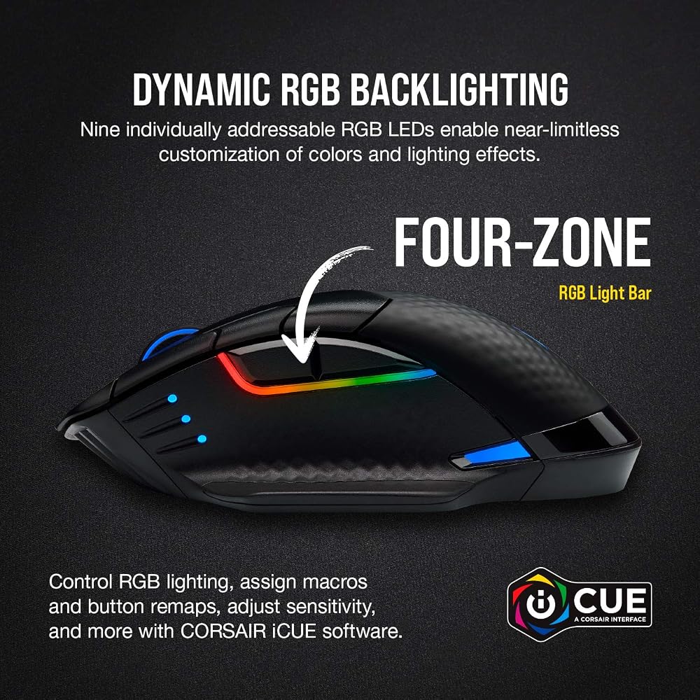 Corsair Dark CORE RGB PRO SE Wireless FPS/MOBA Gaming Mouse - Image 7