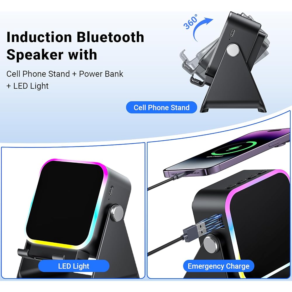 AIKELA Induction Speaker with Phone Stand 5 in 1 Wireless Bluetooth Audio - Image 5
