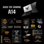 ASUS TUF A14 Copilot+ Gaming Laptop, Ryzen AI 9 HX 370, 16GB RAM, RTX 4060, 1TB SSD (FA401WV-WB94)