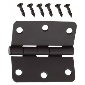 Everbilt 3-1/2 in. x 1/4 in. Radius Squeak-Free Door Hinge (3-Pack) Matte Black