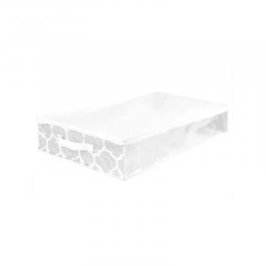 Home Basics Arabesque Non-Woven Under the Bed Storage Bag with See-through Front Panel, White