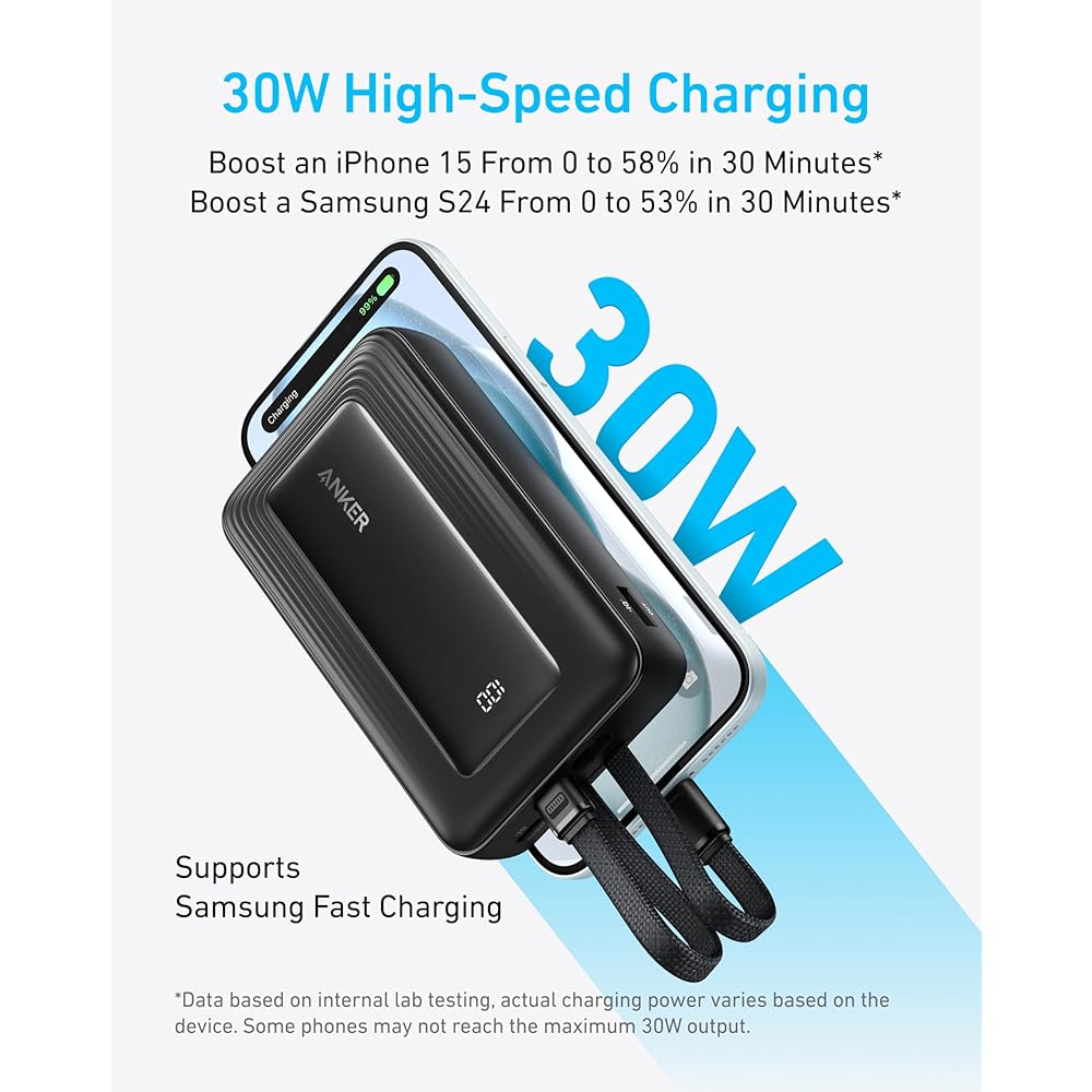 Anker Zolo Power Bank , 20K, 30W, Built-In USB-C and Lightning Cable - Image 4