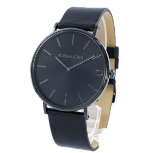 Coach Men's Black Leather Strap Black Dial