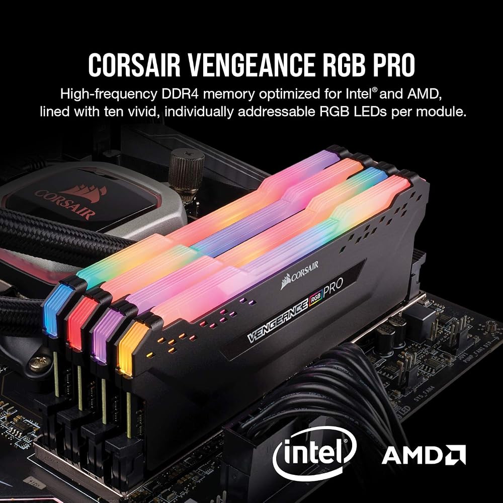 CORSAIR VENGEANCE RGB PRO DDR4 RAM 32GB (2x16GB) Desktop Computer Memory - Black - Image 2