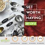 Spring Chef Magnetic Measuring Spoons Set with Strong N45 Magnets, Heavy Duty Stainless Steel. BPAfree and includes a set of 8 with a leveler (Black)