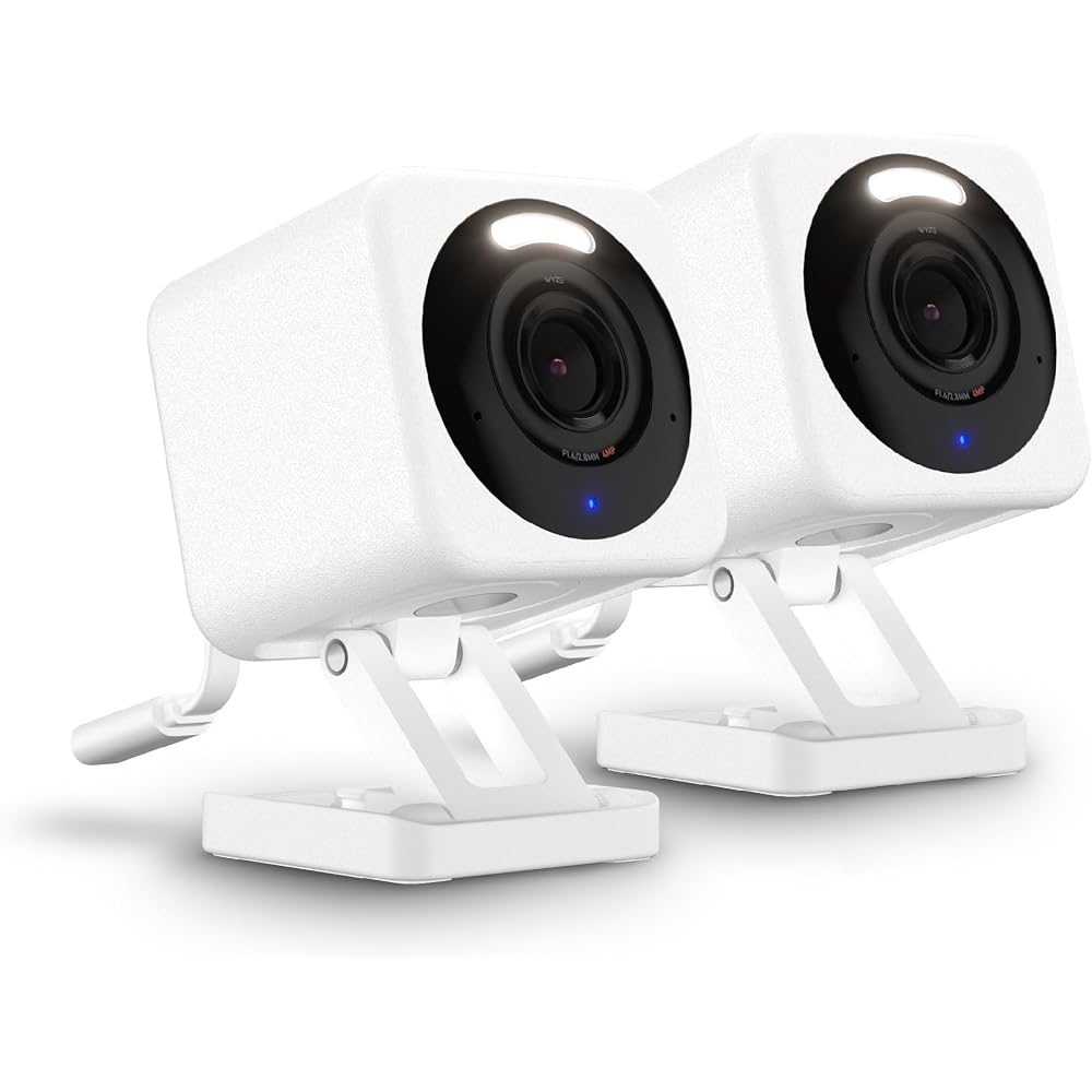 Indoor/Outdoor Cameras for Home Security, Baby Monitor & Pet Camera, Vibrant Color Night Vision, No Subscription Required - 2 Pack, White