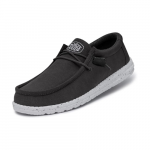 Hey Dude Unisex Wally Slub Canvas Slip-On Casual Dark Grey Size 10