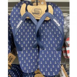 Surf Seven USA Mens Flip Flops Anchor Print Navy Size 12