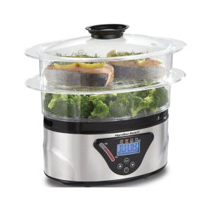 2-Tier Hamilton Beach Food Steamer and Rice Cooker - Silver