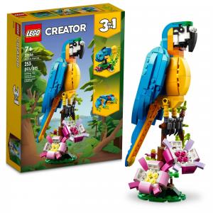 Creative LEGO Creator 3 in 1 Building Toy for Kids Ages 7 and Up: Parrot, Frog, and Fish Animal Figures,