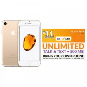 Pre-Owned iPhone 7 Gold Unlocked + Speed Talk Sim Card Prepaid (Refurbished: Good), 32GB