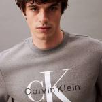 Calvin Klein Men Classic Logo Graphic Pullover Sweater Gray Size XS