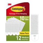 Command Medium Picture Hanging Strips, White, Damage Free Decorating, 12 Pairs (17204-12ES)