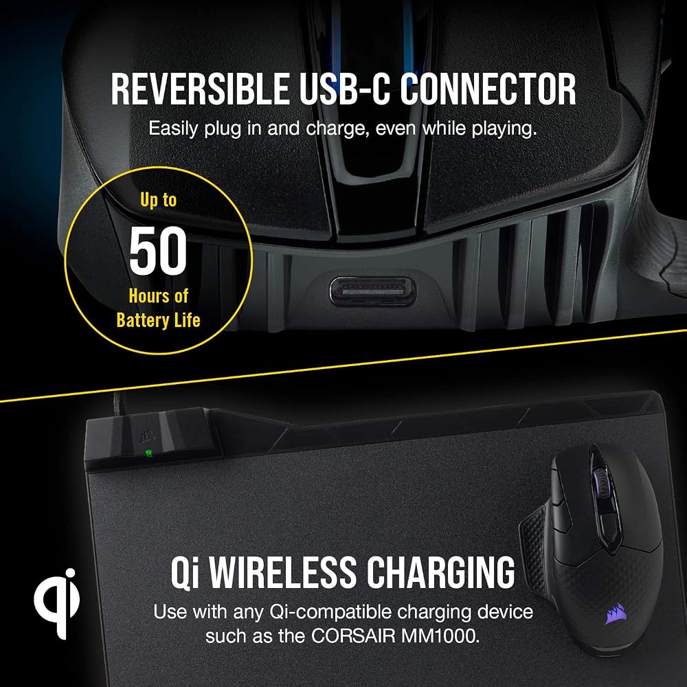 Corsair Dark CORE RGB PRO SE Wireless FPS/MOBA Gaming Mouse - Image 5