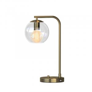 Hampton Bay 21.5 in. Frazier Antique Brass Table Lamp with USB Port