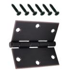 Everbilt Door Hinge (3-Pack) 3-1/2 in. Square Radius Oil-Rubbed Bronze Squeak-Free