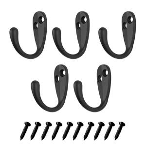 Everbilt Matte Black Light-Duty Single Robe Hook (5-Pack) (20786)