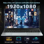 KUU 15.6" Laptop, Intel Celeron, 24GB RAM, 512GB SSD, FHD 1080p, Windows 11