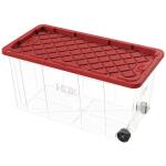HDX77 Gal. Tough Storage Tote with Wheels in Clear with Red Lid (999-77G-C-HDX-R)