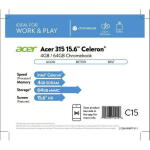 Acer Chromebook 315 15.6" (CB315-3H-C19A), Celeron N4020, 4GB RAM, 64GB eMMC, Silver, ChromeOS