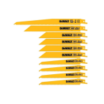 DEWALT Reciprocating Saw Blades, Bi-Metal Set with Case, 10-Piece (DW4898) , Yellow