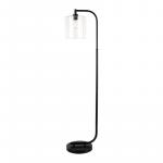 Hampton Bay 62.5-inch Cline Black Floor Lamp with Clear Glass Shade