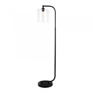 Hampton Bay 62.5-inch Cline Black Floor Lamp with Clear Glass Shade