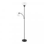 Hampton Bay 70 in. Black 2-Light Mother Daughter Torchiere Floor Lamp with Plastic Shade