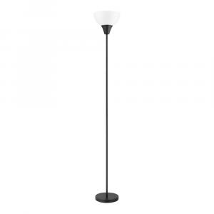 Hampton Bay 1-Light Torchiere Floor Lamp in Black, 70 inches tall with a Plastic Shade