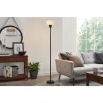 Hampton Bay 1-Light Torchiere Floor Lamp in Black, 70 inches tall with a Plastic Shade