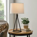 Hampton Bay 23.75 in. Higgins Black Tripod Table Lamp with Round Base