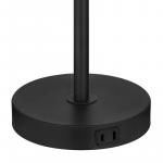 Hampton Bay 17.5 in. Corbin Black Modern Table Lamp with Black Metal Shade and AC Outlet on Base