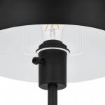 Hampton Bay 17.5 in. Corbin Black Modern Table Lamp with Black Metal Shade and AC Outlet on Base