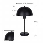 Hampton Bay 17.5 in. Corbin Black Modern Table Lamp with Black Metal Shade and AC Outlet on Base