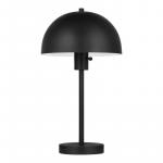 Hampton Bay 17.5 in. Corbin Black Modern Table Lamp with Black Metal Shade and AC Outlet on Base