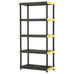 HDX 5-Tier Easy Assembly Multi-purpose Plastic Garage Storage Shelving Unit in Black (36 in. W x 74 in. H x 18 in. D) (241592)