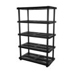 HDX 5 Tier Plastic Adjustable Garage Storage Shelving Unit in Black (48 in. W x 75 in. H x 24 in. D) (999-9324BB5)