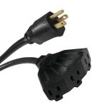HDX 2 ft. 14/3 Medium Duty Indoor/Outdoor Adaptor Cord with Multiple Outlet Triple Tap End, Black (HWHD1432F)