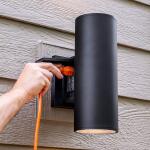 Home Decorators Collection Turrill 13.39 in. Matte Black Cylinder Outdoor Wall Light Sconce (80706)