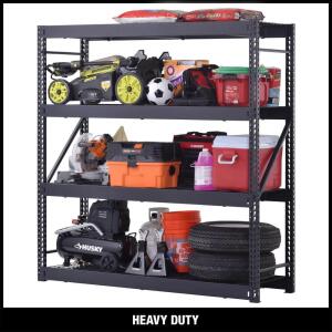 Husky 4-Tier Industrial Duty Steel Freestanding Garage Storage Shelving Unit in Black (77 in. W x 78 in. H x 24 in. D) (N2W772478W4B)