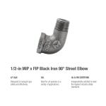 Southland 1/2 in. Black Malleable Iron 90 Degree FPT x MPT Street Elbow Fitting (520-303HN)