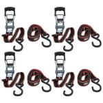 Husky 12 ft. x 1 in. Ratchet Tie-Down Straps with S-Hook (4-Pack) (FH0829)