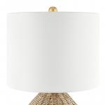 Hampton Bay Glenwood 20 in. Round Rattan Table Lamp with Brown and Brass Gold Finish