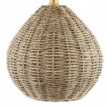 Hampton Bay Glenwood 20 in. Round Rattan Table Lamp with Brown and Brass Gold Finish