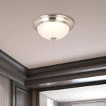 Commercial Electric 13 in. 180-Watt Equivalent Brushed Nickel Integrated LED Flush Mount with Frosted Glass Shade (2-Pack) (JAL8011L/BN)