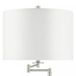 Hampton Bay Brushed Nickel Swing Arm Floor Lamp, 59.75 inches tall, with White Fabric Shade by Loring