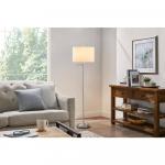 Hampton Bay Brushed Nickel Swing Arm Floor Lamp, 59.75 inches tall, with White Fabric Shade by Loring