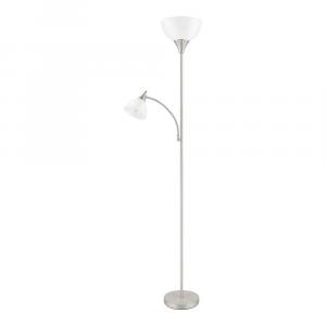 Hampton Bay 70 in. Brushed Nickel 2-Light Mother Daughter Torchiere Floor Lamp with Plastic Shade