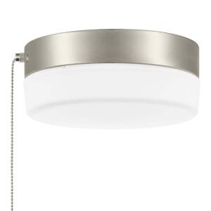Hampton Bay Hanafin 9 in. Light Brushed Nickel Integrated LED Ceiling Flush Mount w/ Glass Shade and Pull Chain, Soft White (3000K) (CG3aA015CR1D30)