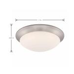 Hampton Bay Stetson 11 in. 1-Light Brushed Nickel Integrated LED Selectable CCT Flush Mount with Frosted White Glass Diffuser (HB1022C-5CCT-35)